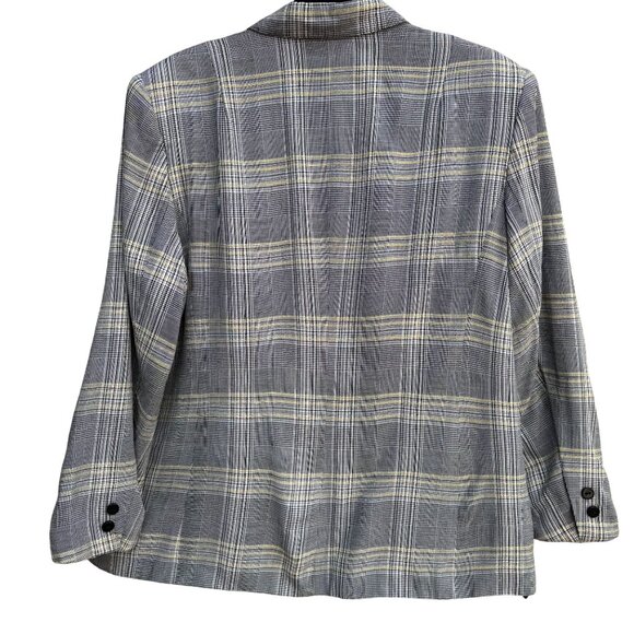 Leslie Fay Vintage 80s Womens Two Button Preppy Plaid Oversized Blazer Jacket 16 - Picture 6 of 10
